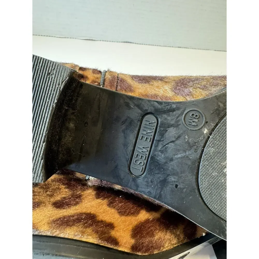 New Nine West womens natural Multi Cabrie Cheetah Animal print bootie‎ Sz 8M